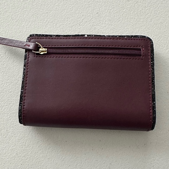 Kate Spade NY Snap Bifold Glitter Trim Smooth Wallet - Picture 10 of 10